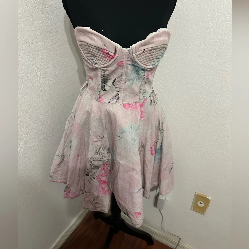 Bardot Adaline Floral Corset Strapless Mini Dress in lavender - Size S/ 4 - Picture 3 of 10